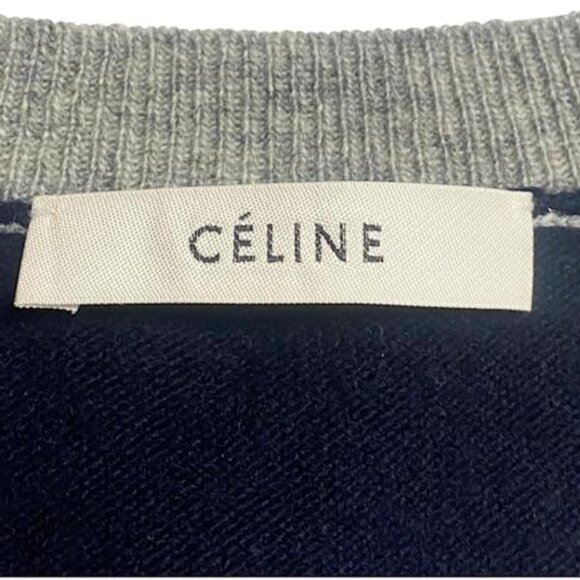 Celine Grey & Multicolour Wool Colourblock Sweater - Picture 6 of 7